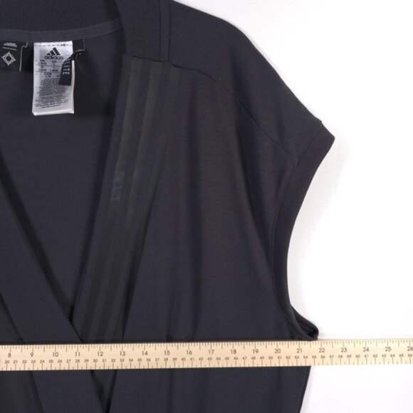 ADIDAS CLIMALITE Charcoal Gray WANDERLUST Wrap Front Jumpsuit Women’s LARGE - Picture 6 of 15